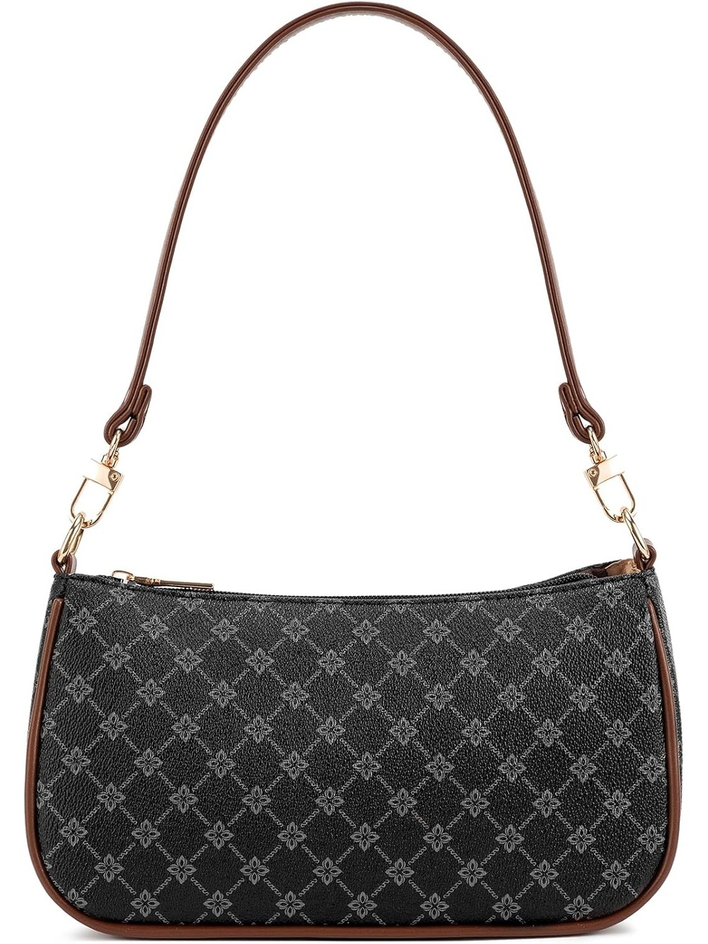 〽️ Women's Black Flower Vegan Leather Retro Hobo Purses Pocket Crossbody Bag